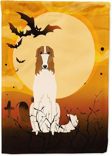 Miniatura 170 de Caroline's Treasures BB4307GF - Bandera de Halloween Airedale para jardín, bandera decorativa para patio exterior, obras de arte de patio, macizos