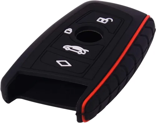 Miniatura 4 de Funda protectora de silicona compatible con BMW Trapezoid Style Key FOB - 3 botones y correa para la muñeca - Comprueba la configuración