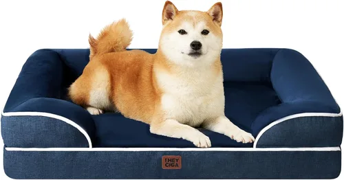 Miniatura 15 de EHEYCIGA - Cama ortopédica para perro grande, impermeable, de espuma viscoelástica y espuma tipo caja de huevos, bordes elevados, antideslizante