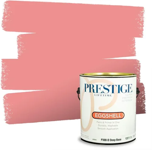 Miniatura 212 de Prestige Paints E100-T-SW6591 Pintura exterior e imprimación en uno, 1 galón, plano, combinación comparable de Sherwin Williams Amaryllis, 1 galón