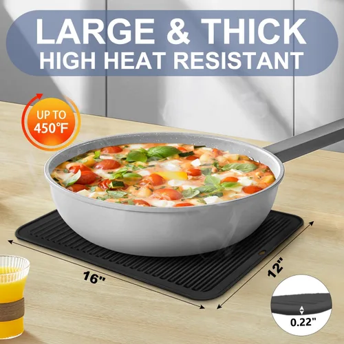 Miniatura 6 de Walfos Salvamanteles grandes de silicona de 16 x 12 pulgadas, salvamanteles para ollas y sartenes calientes, resistentes al calor, almohadillas