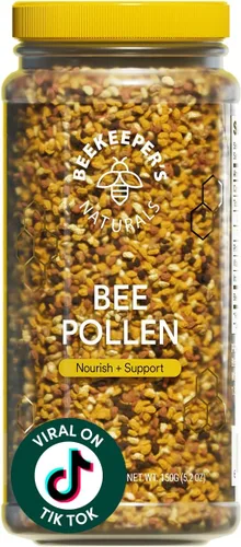 Beekeeper's Naturals - Gránulos de polen de abeja 100% crudos, enzimas naturales preservadas, fuente de vitamina B, minerales, aminoácidos y