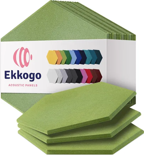 Miniatura 53 de Paneles insonorizantes de alta densidad para pared, forma hexagonal, paquete de 12 unidades de 14" x 12.1" x 0.4", color azul mezclilla Azul denim