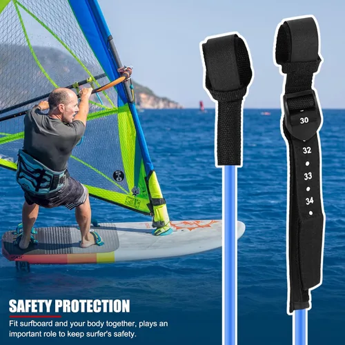 Miniatura 6 de Cuerda de correa de surf, 2 piezas de 28 a 34 pulgadas, líneas de arnés de seguridad ajustable para windsurf, correa para tabla de surf, accesorio