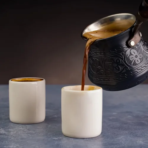 Miniatura 9 de BCS Cezve Briki Ibrik - Cafetera de cobre grande de 18 onzas con mango de madera (6 porciones), cafetera para estufa Cezve Briki Ibrik