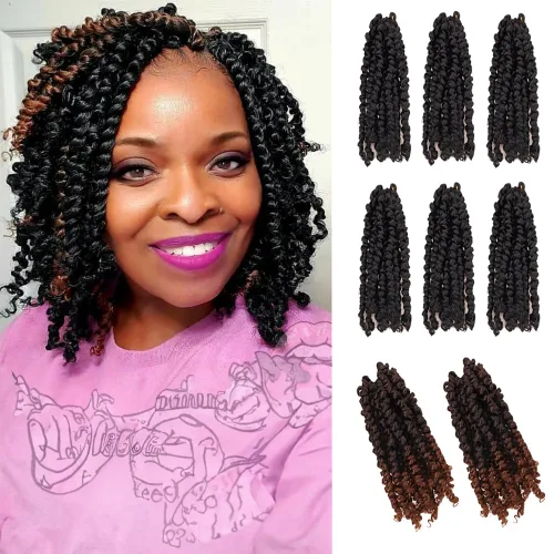 Miniatura 47 de Cabello de Ganchillo Pre-Retorcido Passion Twist para Mujeres Negras y Niños, Cabello Passion Twist Pre-Enrollado Trenzas Bohemias 4 Pulgadas 8