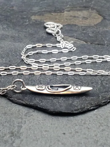 Miniatura 4 de Sterling Silver Kayak - Camping and Adventure - Nautical and Marine Themed Charm Necklace, 18