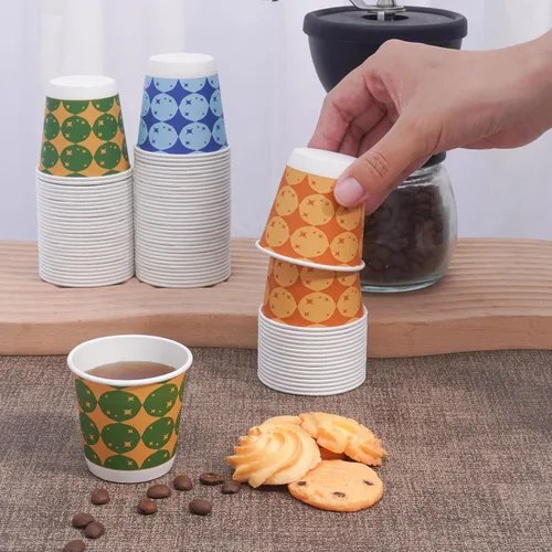 Miniatura 8 de Tamone Paquete de 600 unidades de tazas de baño de 3 onzas, pequeñas tazas de papel, tazas desechables con diseño de globo, azul, verde, naranja
