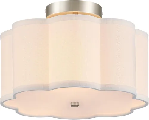 Miniatura 16 de VONLUCE Lámpara de techo semiempotrada de 12.6 pulgadas, moderna lámpara de techo de 3 luces con pantalla en forma de pétalos blancos, 3 enchufes