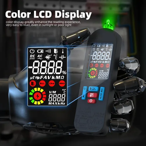 Miniatura 4 de BSIDE Multímetro digital recargable Probador de amplificador eléctrico LCD de color 6000 cuentas Voltímetro inteligente automático VFC Diodo de A2X