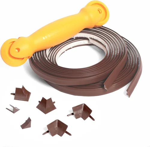 Miniatura 26 de InstaTrim Paquete de Molduras Flexibles Autoadhesivas con Aplicador - Kit de Calafateado de Molduras con Tira de Calafateo Negra de 10 pies de 1/2