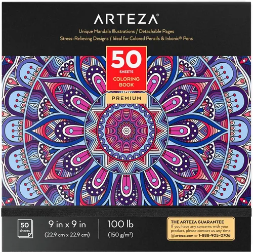 Miniatura 10 de Arteza Libro para colorear para adultos, 6.4 x 6.4 pulgadas, diseños de animales, 72 hojas, papel de 100 libras, páginas desprendibles, contornos