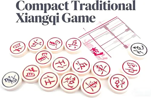 Miniatura 8 de MAGIKON Ajedrez chino, Xiangqi de plástico duro con caja de plástico, diámetro de 1-1/5 pulgadas