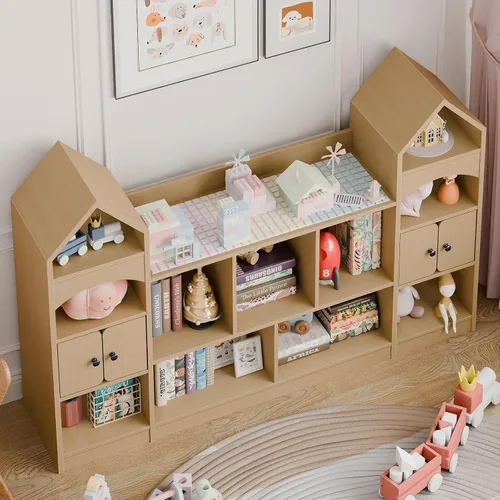 Miniatura 6 de Vabches Estantería para Niños en Forma de Castillo, Estantería para Niños Vitrina Organizador de Almacenamiento de Juguetes para Niños Gabinete