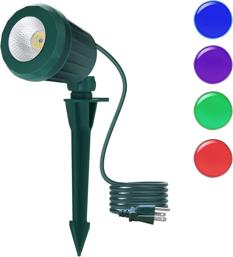 Miniatura 15 de Foco para exteriores – Enchufe de 120 V, 2700 K, luces LED de paisaje blanco cálido con 3 lentes RGB para patio, jardín, césped y decoración