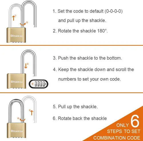 Miniatura 4 de Cerradura de combinación de 4 dígitos resistente, grillete de 2.5 pulgadas de largo, impermeable, para exteriores, para armario de gimnasio escolar