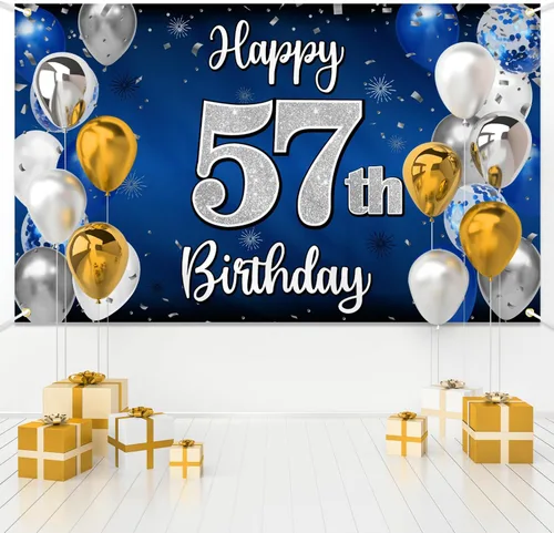 Miniatura 68 de Decoración de feliz cumpleaños 35, globo azul y plateado de 35 años, cartel grande de telón de fondo de cumpleaños, suministros para fiesta de 35th