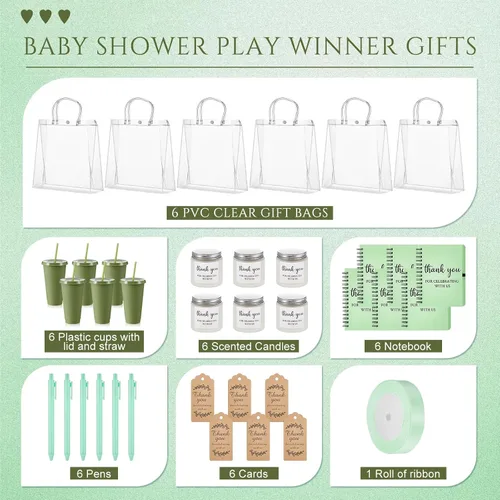 Miniatura 3 de Nuogo Juego de 6 premios de ducha para padres para jugadores, adultos, incluye vaso de plástico, cuaderno, velas perfumadas, bolígrafo, bolsa