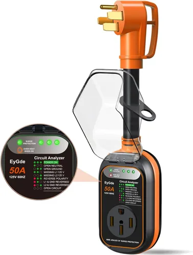 Miniatura 7 de EyGde Protector contra sobretensiones RV de 30 amperios, analizador de circuitos de 30 amperios con cubierta impermeable, protección de voltaje