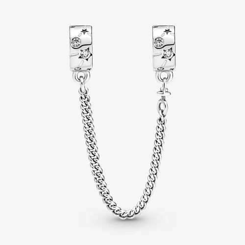 Miniatura 2 de Colgante de cadena de seguridad de estrellas y galaxias de plata de ley 925, joyería para niña, regalos para mujer, pulsera y collar, Plata esterlina