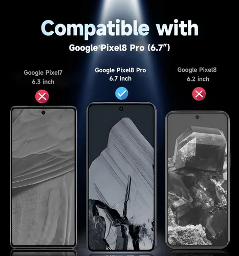Miniatura 2 de MAGIC JOHN Paquete de 2 protectores de pantalla de vidrio templado para Google Pixel 8 Pro, eliminación automática de polvo, sin burbujas