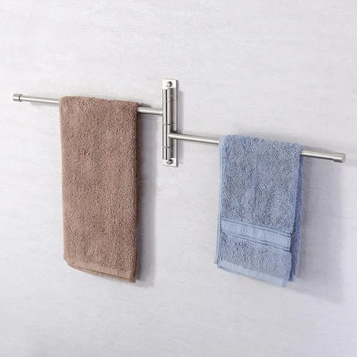 Miniatura 3 de KES Barra de Toallas para Baño de 13.8 Pulgadas, Montaje Basculante, Brazo Extensible, Soporte de Pared de 2 Brazos, Acero Inoxidable SUS304
