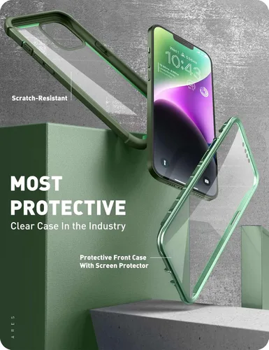 Miniatura 3 de i-Blason Funda para iPhone 14 (2022) / iPhone 13 (2021) de 6.1 pulgadas con protector de pantalla integrado, parte trasera transparente, parachoques