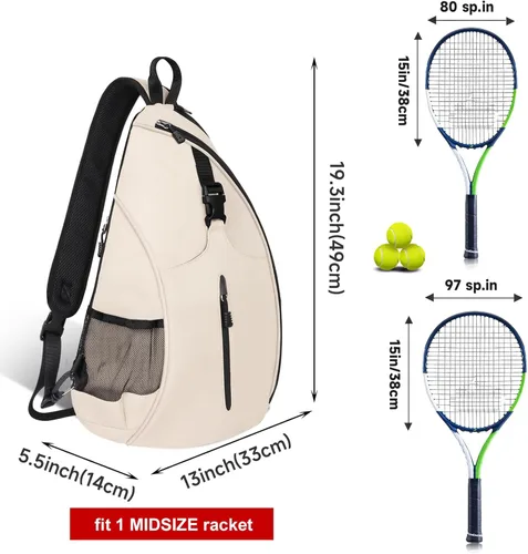 Miniatura 2 de Ytonet - Bolsa de tenis, mochila de tenis para colgarse, bandolera resistente al agua para hombres y mujeres, compatible con raquetas de Pickleball