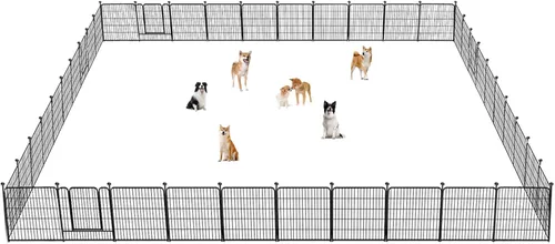 Miniatura 26 de Corralito para perros de 40 pulgadas, 32 paneles, para interiores y exteriores, para perros grandes, medianos y pequeños, valla de metal resistente