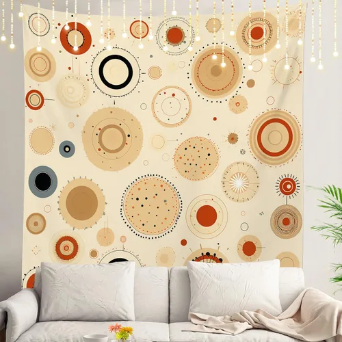 Miniatura 71 de Shrahala Circles Tapestry, Abstract Art With Various Circles Wall Hanging Hd Print Polyester Backdrop For Dorm Room Bedroom 30 X 40 In