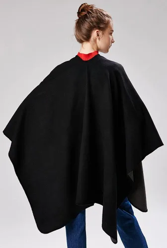 Miniatura 6 de Chal para mujer, bufanda de invierno sólida, cárdigan suelto frontal abierto, elegante capa de poncho