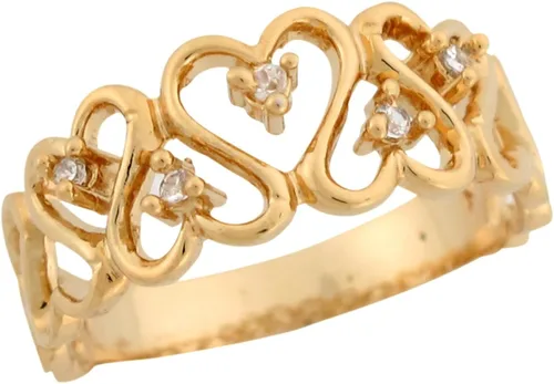 Miniatura 2 de Jewelry Liquidation Anillo de oro amarillo de 10 quilates con diamantes blancos de corte redondo y diseño de corazón abierto