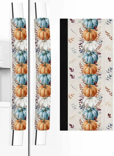 Juego de 2 fundas de arpillera otoñal para manijas de puerta de refrigerador, para lavavajillas, microondas, horno, nevera, estufa,
