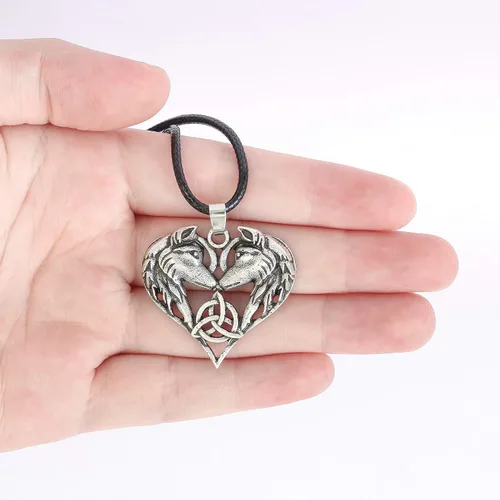 Miniatura 4 de HAQUIL Viking Jewelry - Collar con colgante de cuero para parejas de lobo para hombres y mujeres, 19.7 pulgadas, Metal