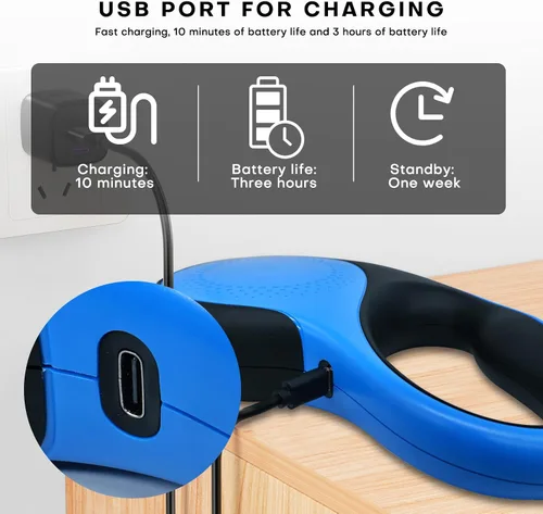 Miniatura 5 de Correa retráctil para perro con luz LED recargable, correa de perro resistente de 16 pies para perros medianos y grandes de hasta 110 libras, 360°