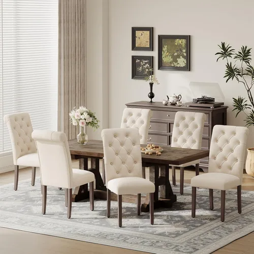 Miniatura 16 de MALOL Parsons - Juego de 4 sillas de comedor tapizadas copetudas, sillas de cocina con asiento acolchado y patas de madera maciza, sillas laterales