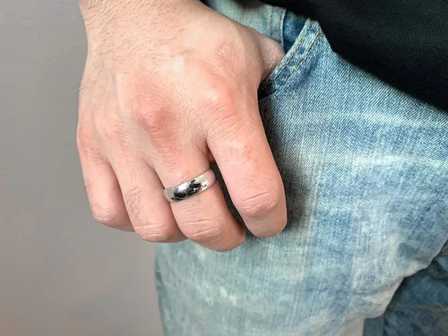 Miniatura 5 de Tioneer Sterling Silver Plain Dome Wedding Band for Men and Women, Made In USA - Custom Text Personalized Ring, 3mm to 8mm Width, Size 4-13