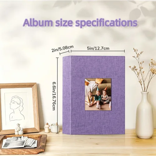 Miniatura 4 de Álbum de fotos popotop 4x6 - 100 fotos, libros de fotos con 100 bolsillos verticales, álbumes con cubierta de lino para fotos familiares, de boda