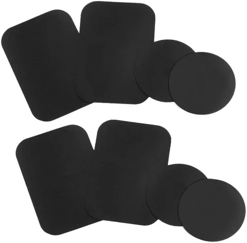 Placas de metal (paquete de 8) con adhesivo para montaje magnético sin cuna, 4 rectangulares y 4 redondas (compatibles con soportes magnéticos)