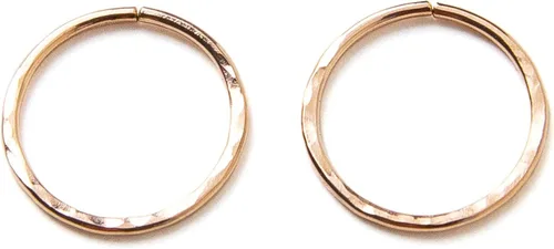 Miniatura 12 de Pequeños aros chapados en oro rosa martillado, mini aretes de aro, aretes de aro Huggie