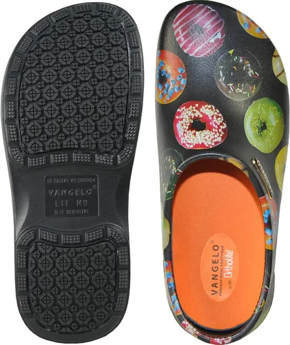 Miniatura 3 de VANGELO Zuecos profesionales antideslizantes para hombre, zapatos de trabajo, zapatos de enfermera, zapatos de chef, negro, blanco, lima