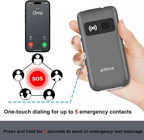 Miniatura 8 de artfone G3 Pro Gris - Teléfono Celular 4G LTE para Personas Mayores Teléfono Desbloqueado con Tapa y Botón SOS Altavoz Cámara Base de Carga