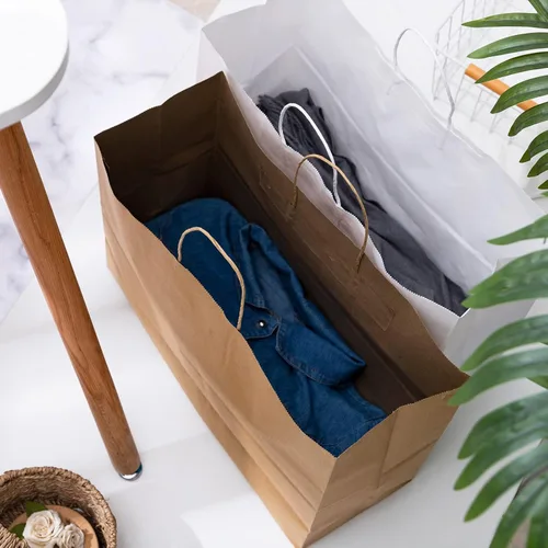 Miniatura 5 de Eupako Bolsas de papel de 16 x 6 x 12 pulgadas, bolsas de papel grandes marrones con asas a granel, bolsas de comestibles Kraft, bolsas de compras