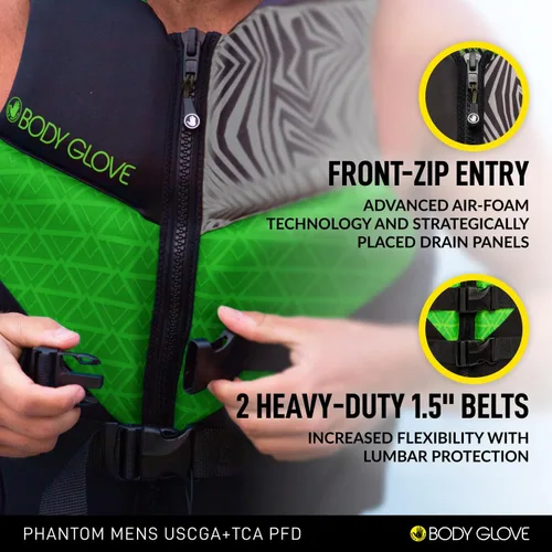 Miniatura 3 de Body Glove Phantom - Chaleco salvavidas de neopreno para hombre, aprobado por USCG y Transport Canada, PFD, ligero, ideal para lancha, pesca, kayak