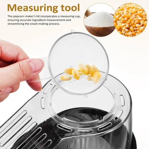 Miniatura 5 de Ciieeo Máquina eléctrica de palomitas de maíz de aire caliente, compacta para el hogar, con tapa de medición, enchufe de 110 V, fácil operación