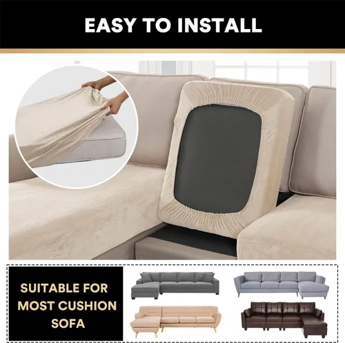 Miniatura 6 de PrinceDeco - Fundas de sofá seccional de 4 piezas, fundas de sofá de terciopelo separadas en forma de L para chaise izquierda/derecha