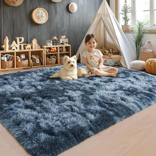 Miniatura 96 de Alfombras de área de 8x10 para sala de estar, alfombra shaggy grande ultra suave y esponjosa para dormitorio, alfombras de felpa mullida Blanco crema