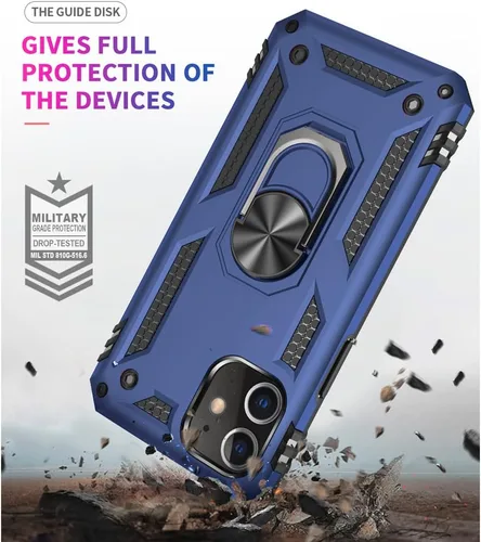Miniatura 2 de Funda para iPhone 12, iPhone 12 Pro, [grado militar de 16 pies probada en caídas], anillo protector a prueba de golpes para iPhone 12/12 Pro, azul