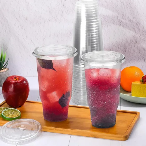 Miniatura 4 de Vasos de plástico transparente de 32 onzas con tapas, paquete de 30 vasos desechables para café, batidos, bodas, fiestas de cumpleaños, picnics