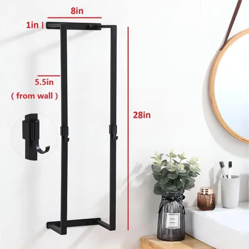 Miniatura 4 de MANYHORSES Toallero montado en la pared, toalleros para baño, almacenamiento de toallas de baño, organizador de toallas de baño de metal para pared